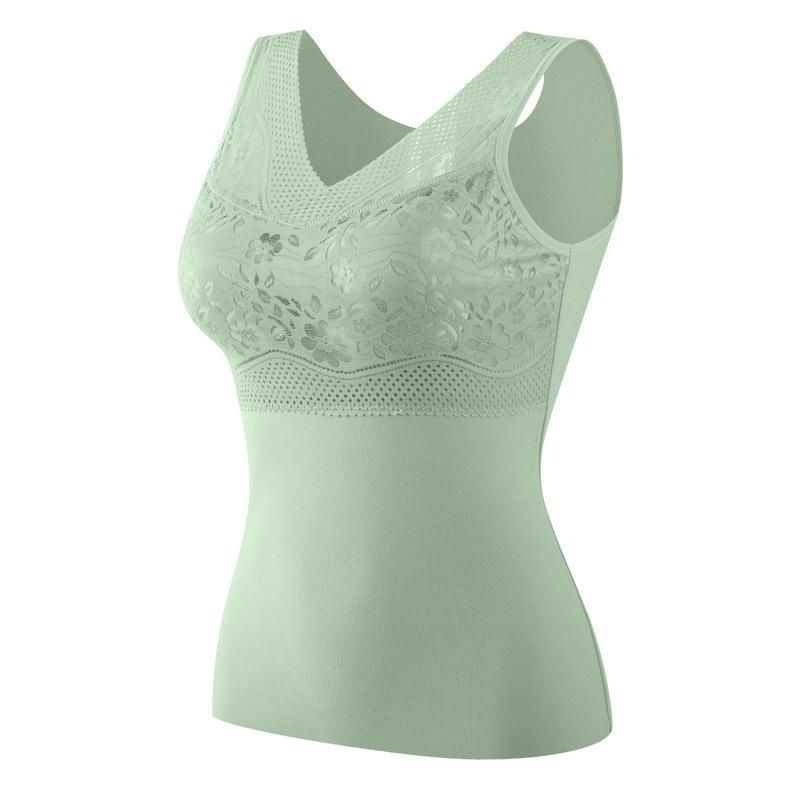 

Осень и зима новый немецкий бархат кружево бесшовный жилет праймер бархат утолщенный женский жилет термобелье XXXL (recommended 140-80kg) зелёный