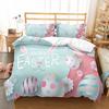 Cartoon Rabbit Duvet Cover Set Twin Queen Colorful Eggs Bedding Set Microfiber Floral Comforter Cover For Girls Boys Easter Gift