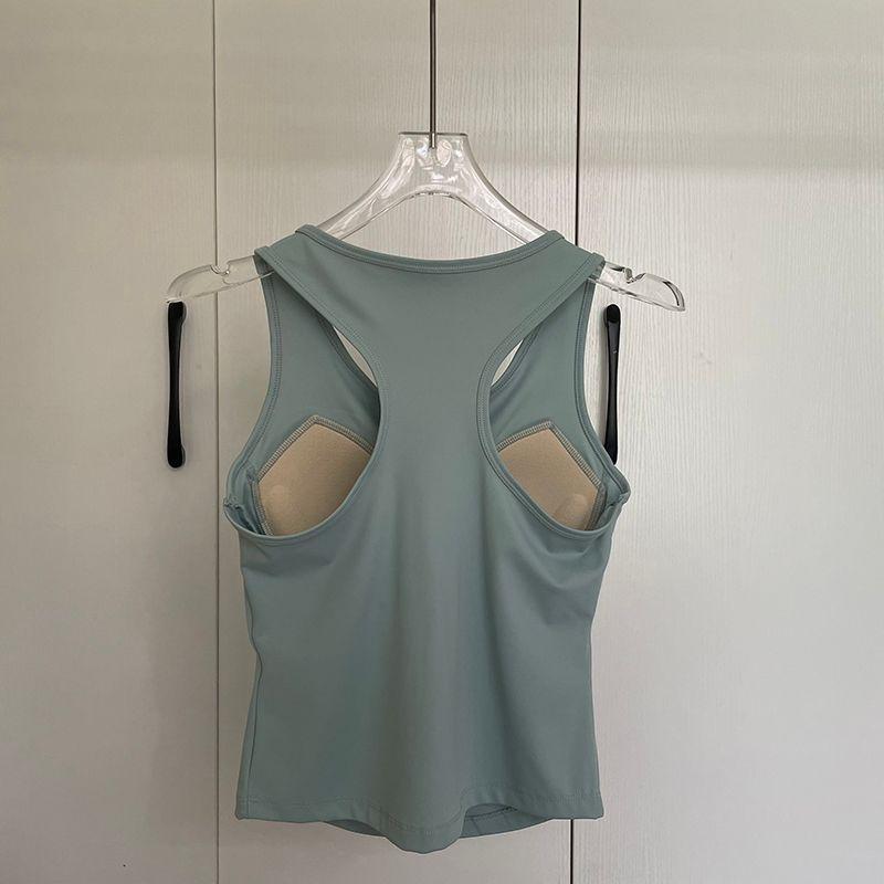 

Слитные спортивные топы без рукавов Верхняя одежда с фиксированной чашкой Топ для тренировок Топы Дышащая беговая майка Быстросохнущая Красивая спинка Одежда для йоги Green S