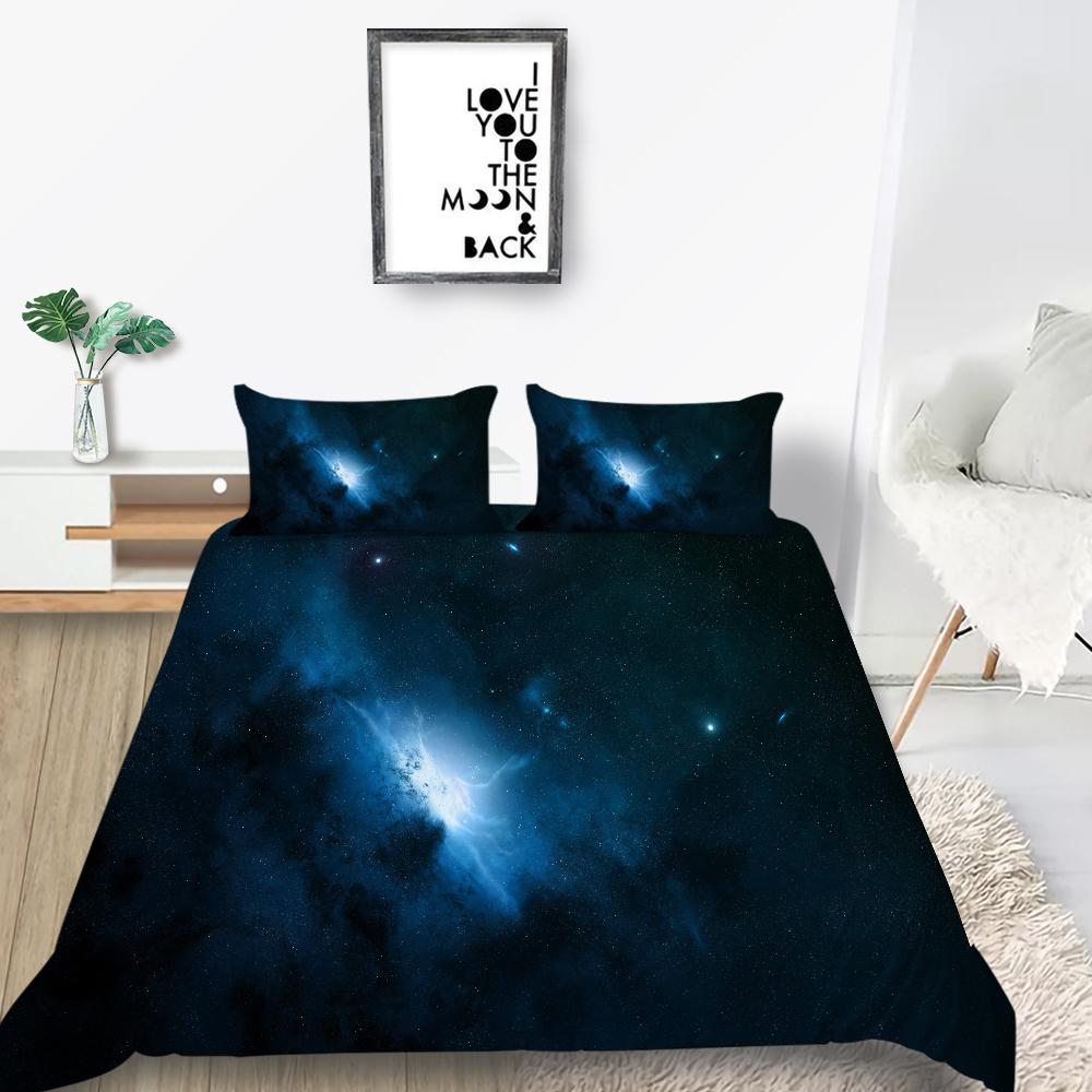 Star Printing Bedding Single Double Bed Full Size 3D Microfiber Universe Printing Pillowcase and Quilt Cover 2/3 Comfortable Home Decoration
