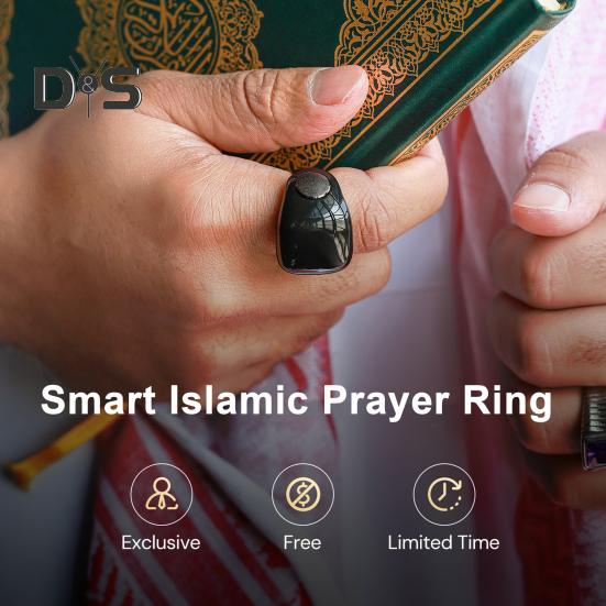 

Регулируемый счетчик для пальцев с кольцом, водонепроницаемый, компактный, легкий, с поддержкой приложения, цифровой счетчик, кольцо с напоминанием о молитве чёрный