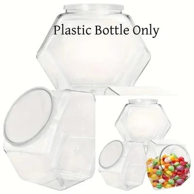 Tragbares Sechseckiges Bonbon-Keksglas Klare Plastikverpackungsgläser Wiederverwendbar mit Deckel Lebensmittelaufbewahrungsbehälter Küchenzubehör