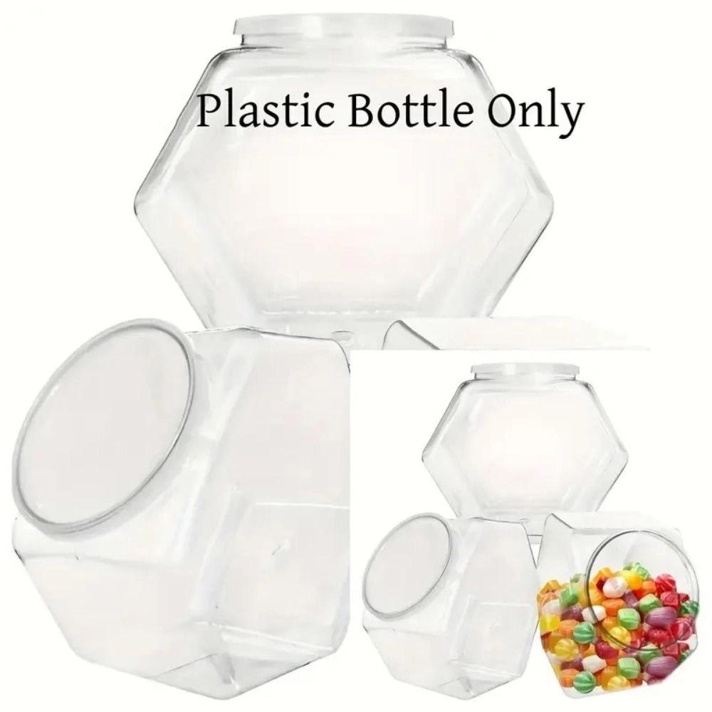 Portable Hexagonal Candy Cookie Jar Clear Plastic Packaging Jars Reusable with Lid Food Storage Container Kitchen Supplies