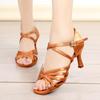 Silk Women's Latin Ballroom Dance Shoes - Soft Sole, Mid-High Heel