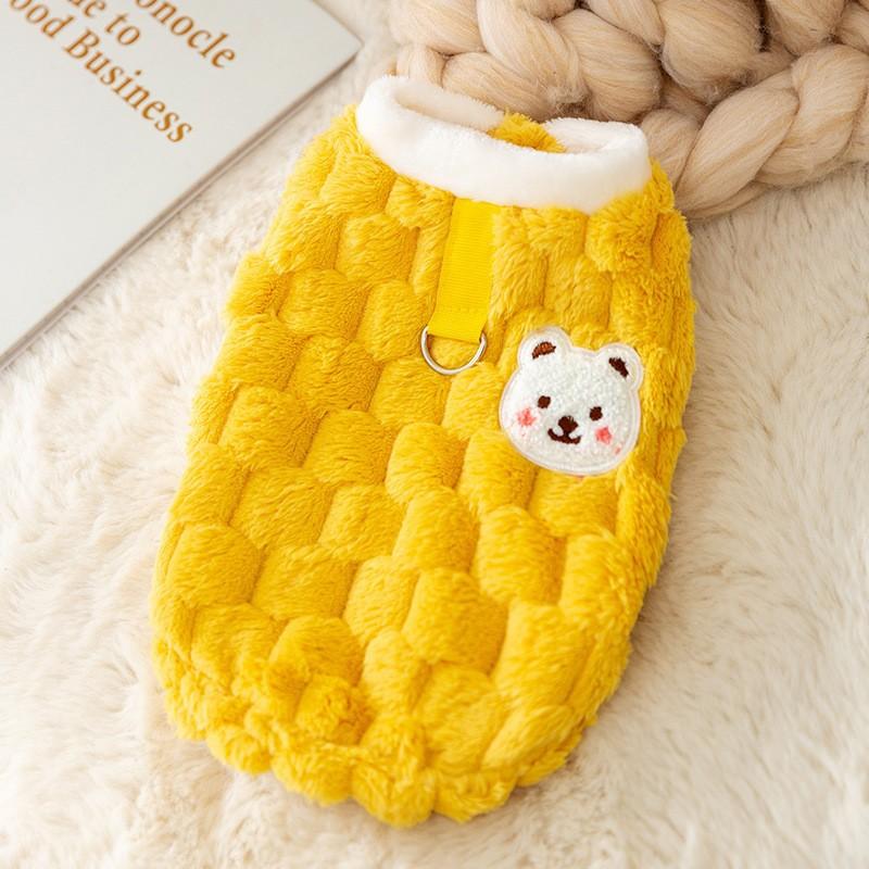 Winter knitted warm double-layer vest autumn and winter thickened vest side open buckle two feet dog pet clothing cat clothes