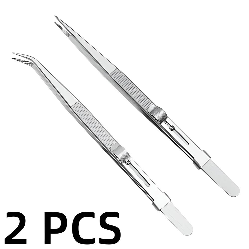 Präzisionswerkzeug für die Schmuckherstellung mit Diamanten: Professionelle, verstellbare Pinzette aus Edelstahl mit Schnallenverschluss und antistatischer Konstruktion.