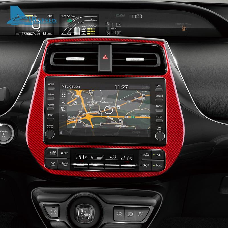 Real Soft Carbon Fiber For Toyota Prius 2016 2017 2018     LHD RHD Car Central Control Panel Warning Light Frame