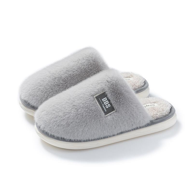 Fashion Female Autumn and Winter Versatile Plush Women Indoor Household Bedroom Fur Insulation and Anti Slip Couple Slippers