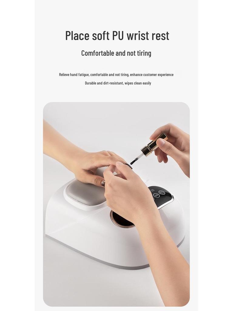Custom Logo Rechargeable USB Nail Curing Lamp with Wearable Hand Rest and Large Gel Space.