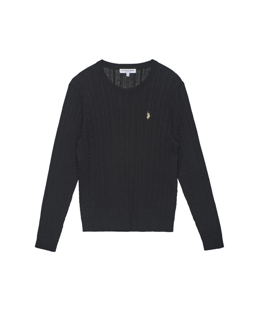 USPOLOASSN 100% Cotton Long Sleeve Round Knit_Black