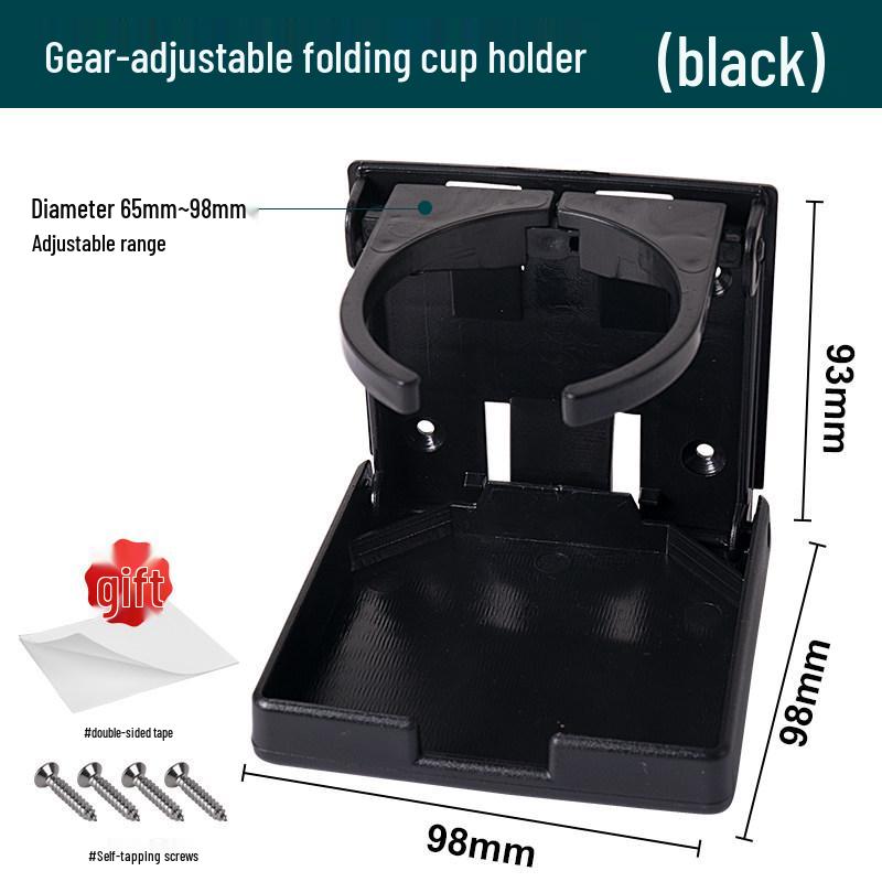 Black & White Adjustable Folding Cup Holder for RV, Boat, or Car