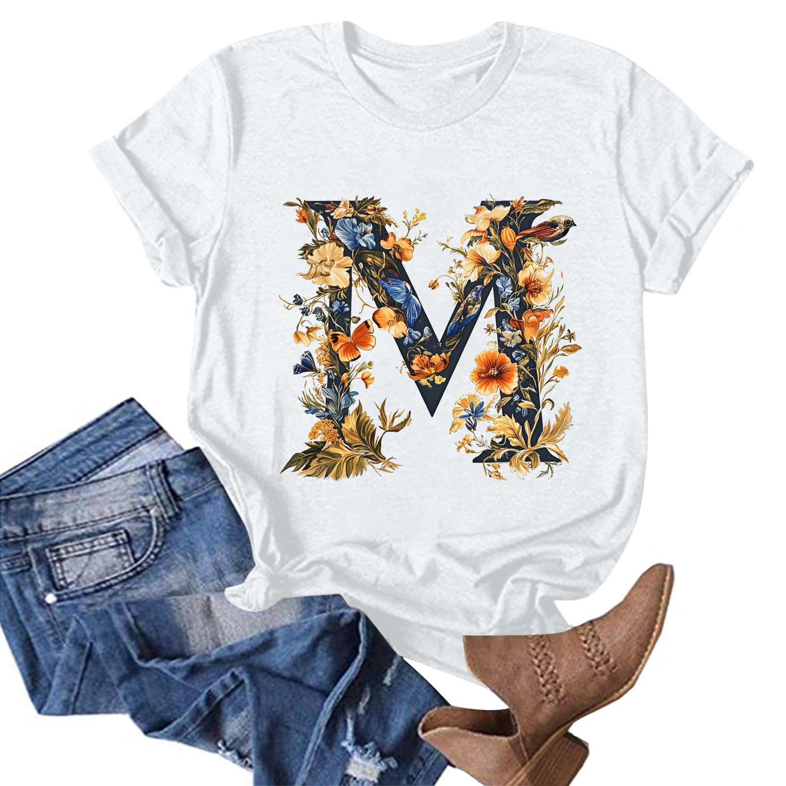 

Женская модная повседневная футболка с круглым вырезом и принтом, пуловер с короткими рукавами, топ S белый