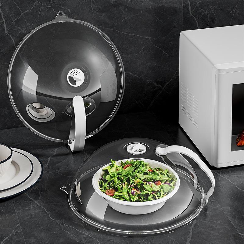 Microwave Splash Cover Heat Resistant Plastic Lid for Food Reusable Transparent Steam Vent BPA Free