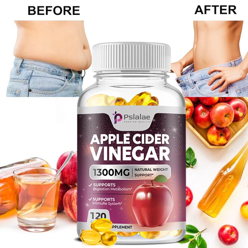 Pslalae 1300mg Apple Cider Vinegar Capsules - Weight Management, Immune Health