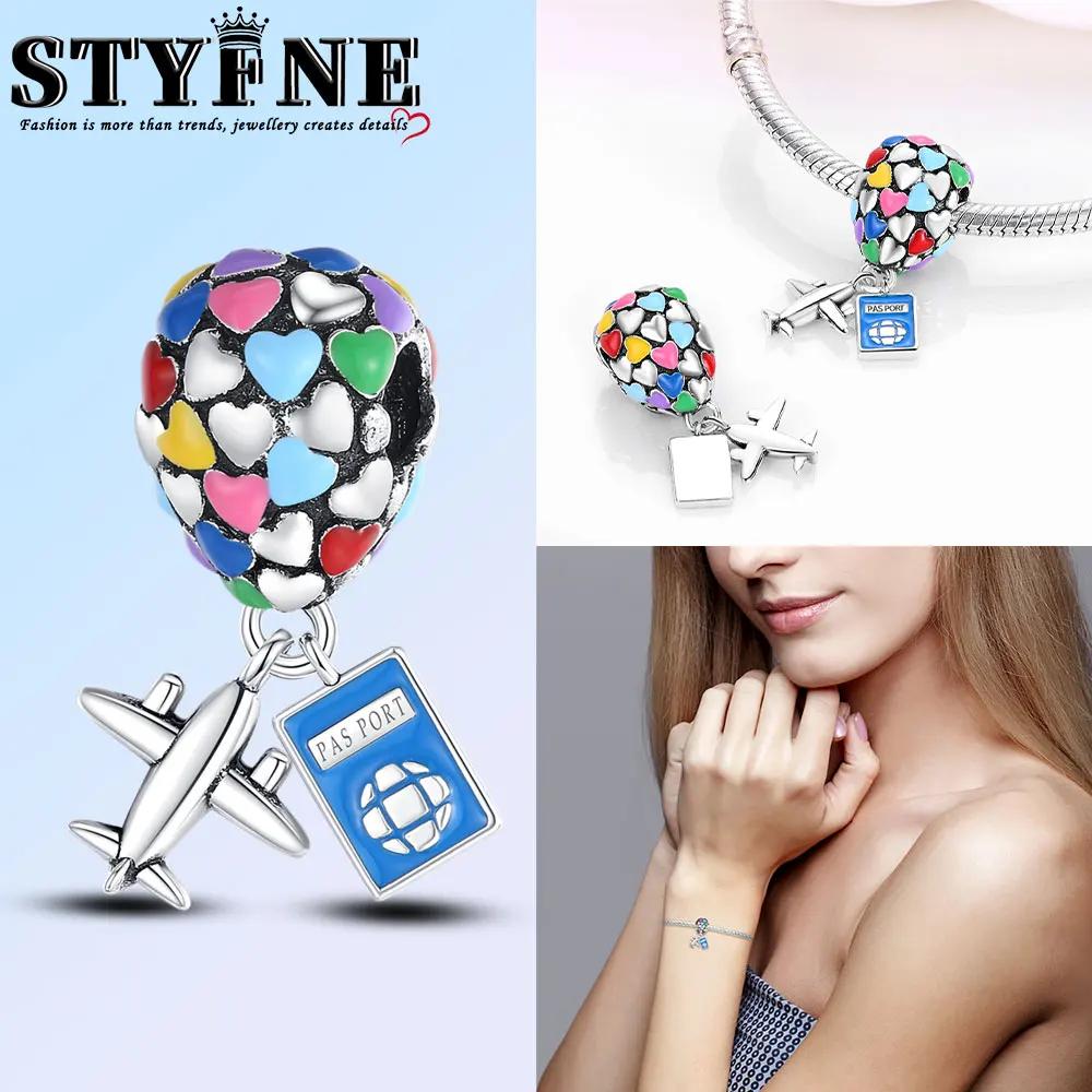 Anniversary Luggage Airplane Passport Three-Piece Set Copper Charms Fit Original Bracelet Jewelry Making For Women Gift