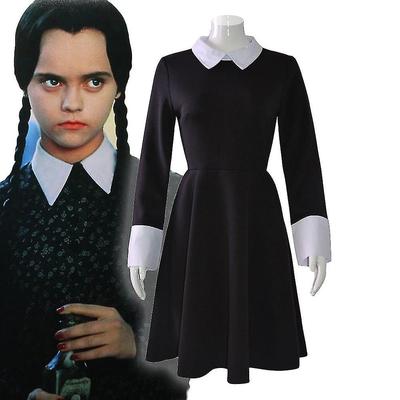 Anime The Addams Cosplay Familie Wednesday Addams Kostume Halloween Sort Kjole Til Kvinder Cosplay Kostume