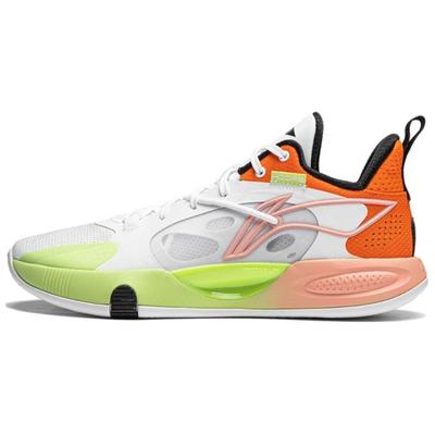 Cómodas Zapatillas de Baloncesto de Caña Baja a la Moda Absorción de Impactos Antideslizantes Resistentes al Desgaste Hombre zapatilla Blanco Naranja Verde ABPU053-3