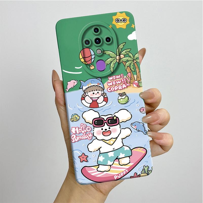 For Tecno Spark 6 KE7 Case Spark6 Silicone TPU Soft Phone Casing Sweet Painted Printed Shockproof Protective Back Cover