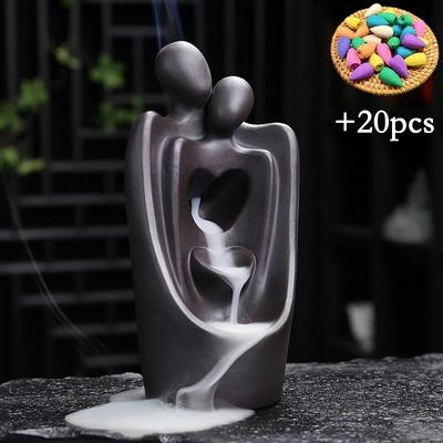 Y Purple Sand Backflow Incense Burner Ceramic Love Incense Holder Smoke Waterfall Aromatherapy Stove Home Tea Decoration Crafts
