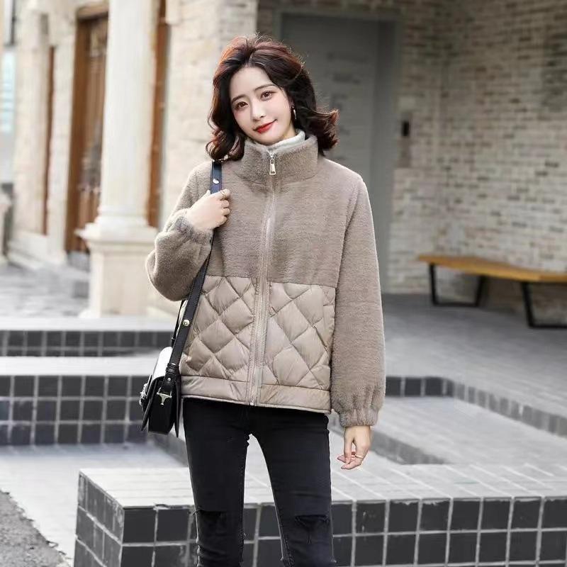 Cotton top women's short winter wear new loose fur integrated velvet cotton clothes small cotton-padded jacket women's coat