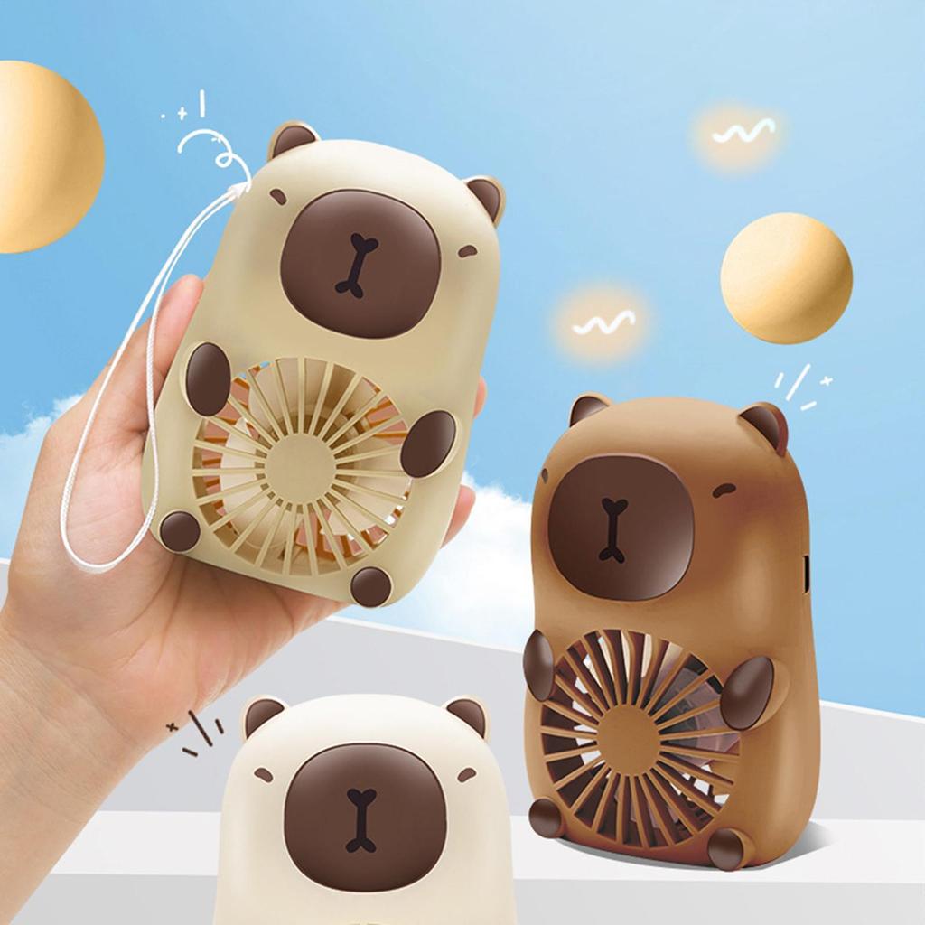 Animal Fan Handheld Electric Capybara Fan USB Charging 3-Speed Air Coolers Personal Cooling Devices Handheld Desktop Mini Fan