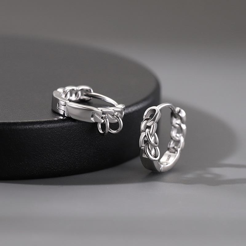 2022 Men's Silver Hoop Earring Stud – Single Piece, Stylish Design, Unique Fashion Ear Jewelry