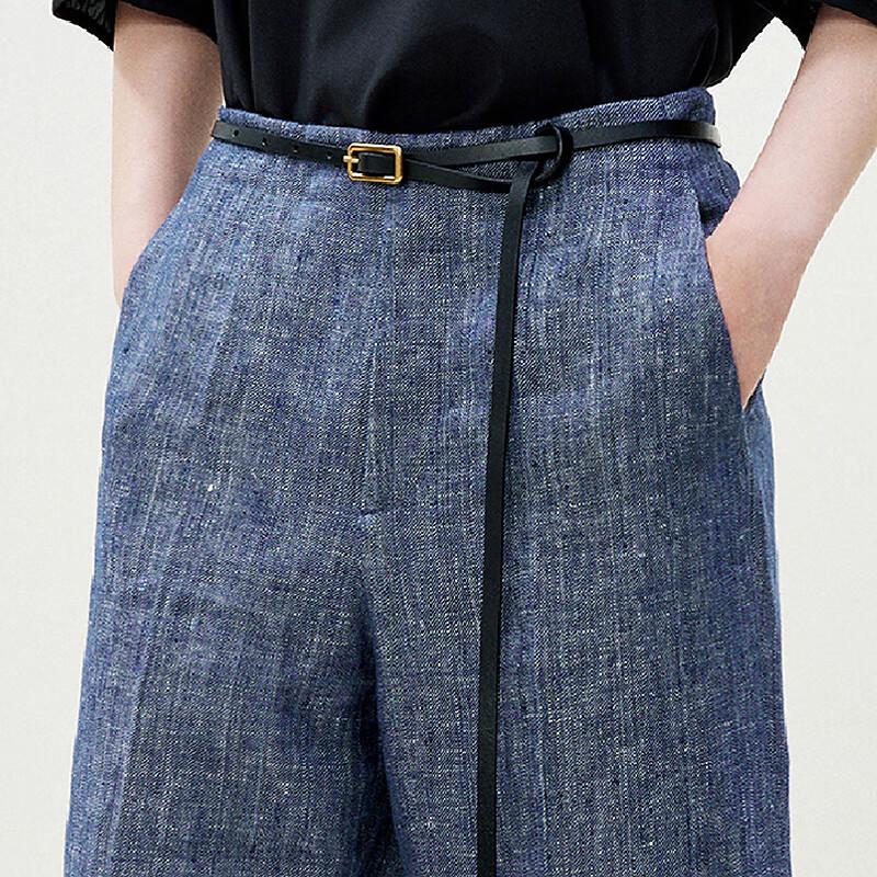 LESS 2025 Summer Retro Straight Cropped Linen Pants