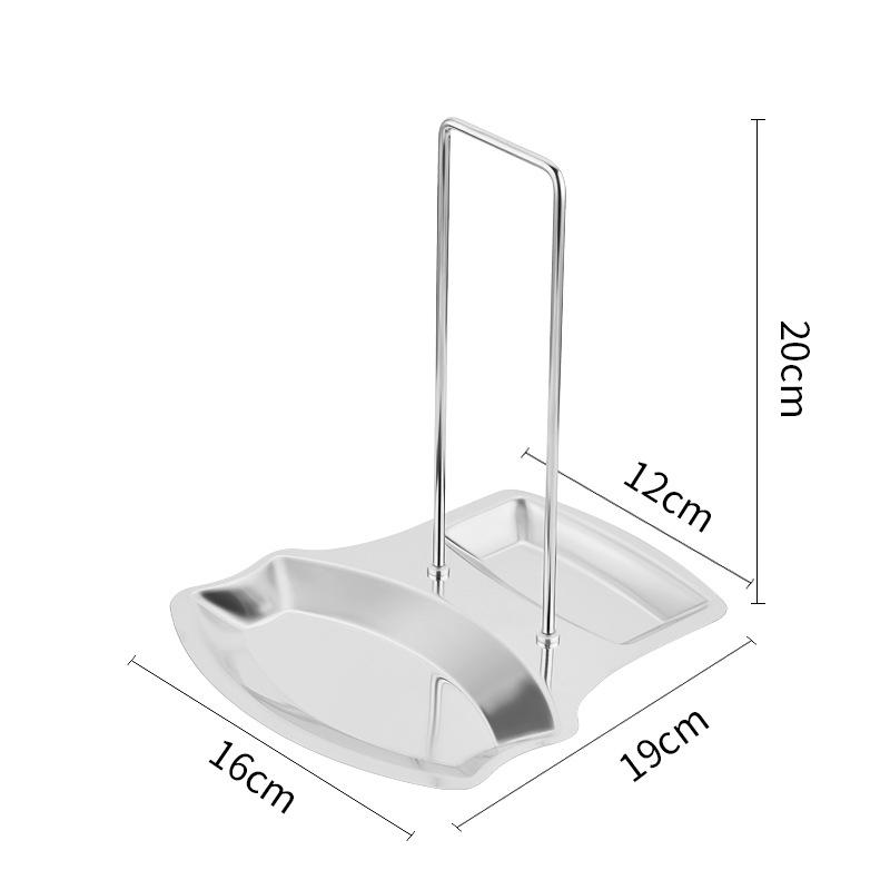 Stainless Steel Pan Pot Cover Stand Silver Color Soup Spoon Holder Drain Rack Stove Organizer Storage Kitchen Accessories