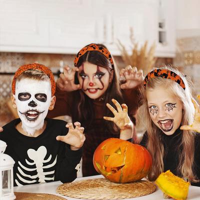 Yousheng Halloween Headband Spider Web Witch Hat Bat Ghost Moon Pattern Knotted Embellished Hair Hoop Wide Hair Accessories