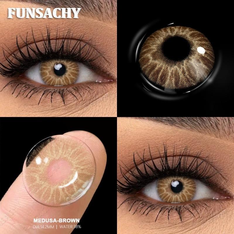 FUNSACHY 2Pcs Colored Contacts Lenses Beauty Fashion Health Soft Natural Contacts Lens Eye Color Makeup Yearly Cosmetics Pupils