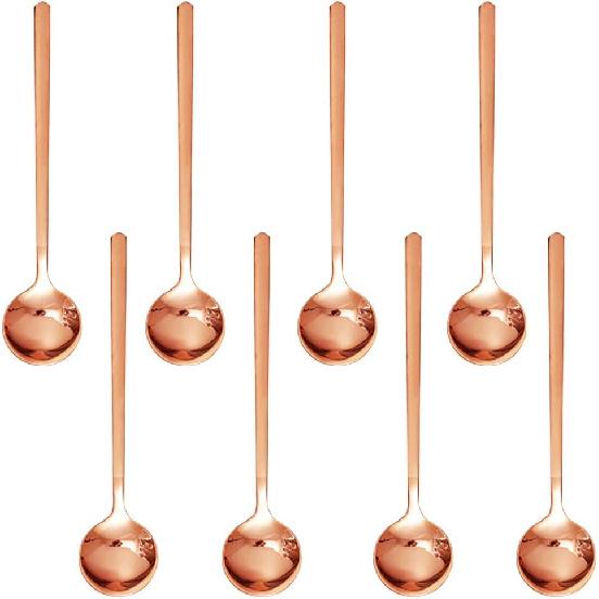 Pack of 8, Gold Plated Stainless Steel Espresso Spoons, findTop Mini Teaspoons Set for Coffee Sugar Dessert Cake Ice Cream Soup Antipasto Cappuccino,