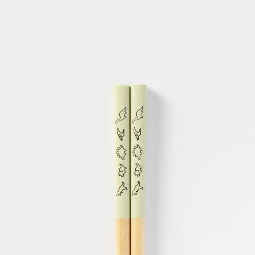 Sunny Life Design Wakasa Lacquer Chopsticks for Kids, Dishwasher Safe, Natural Wood, 18cm, DINO Design, Green, Made In Japan, Product Number 146927