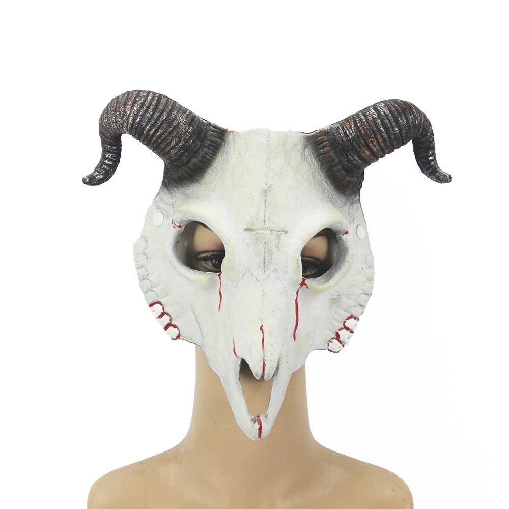 Goat Skull Halloween Mask - PU Animal Costume Prop for Parties & Escape Rooms