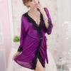 Silk Satin Nightdress For Women Night Robe Sexy Lingerie Soft Sleepwear Smooth Lace Robe Dress Nightgown Bathrobe Ladies Pajamas