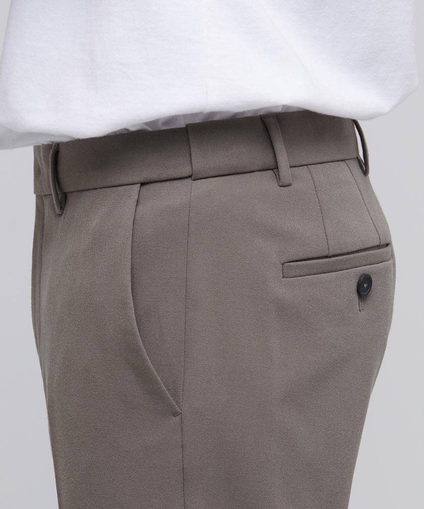 Musinsa Standard Tapered Hidden Elastic Waist Length Slacks [Dusty Beige]