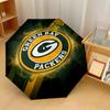 Green Bay Packers Print Auto 8?Ribs Folding Umbrella Wind Resistant Lightweight Automatic Umbrella For Daily Travel