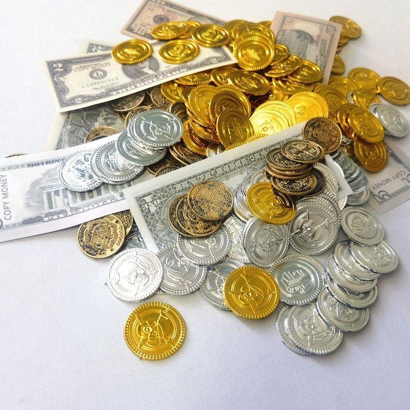 100 stücke Kunststoff Pirate Münze Simulieren Spiel Münzen Dekoration Münze Prop