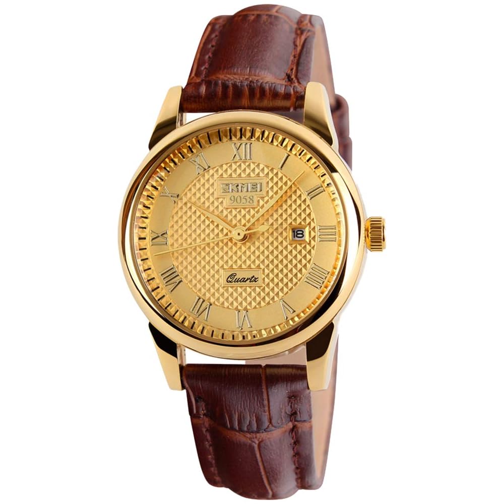 Wristwatch Women s Brown Leather Strap Simple Quartz Analog Waterproof Casual Business Classic