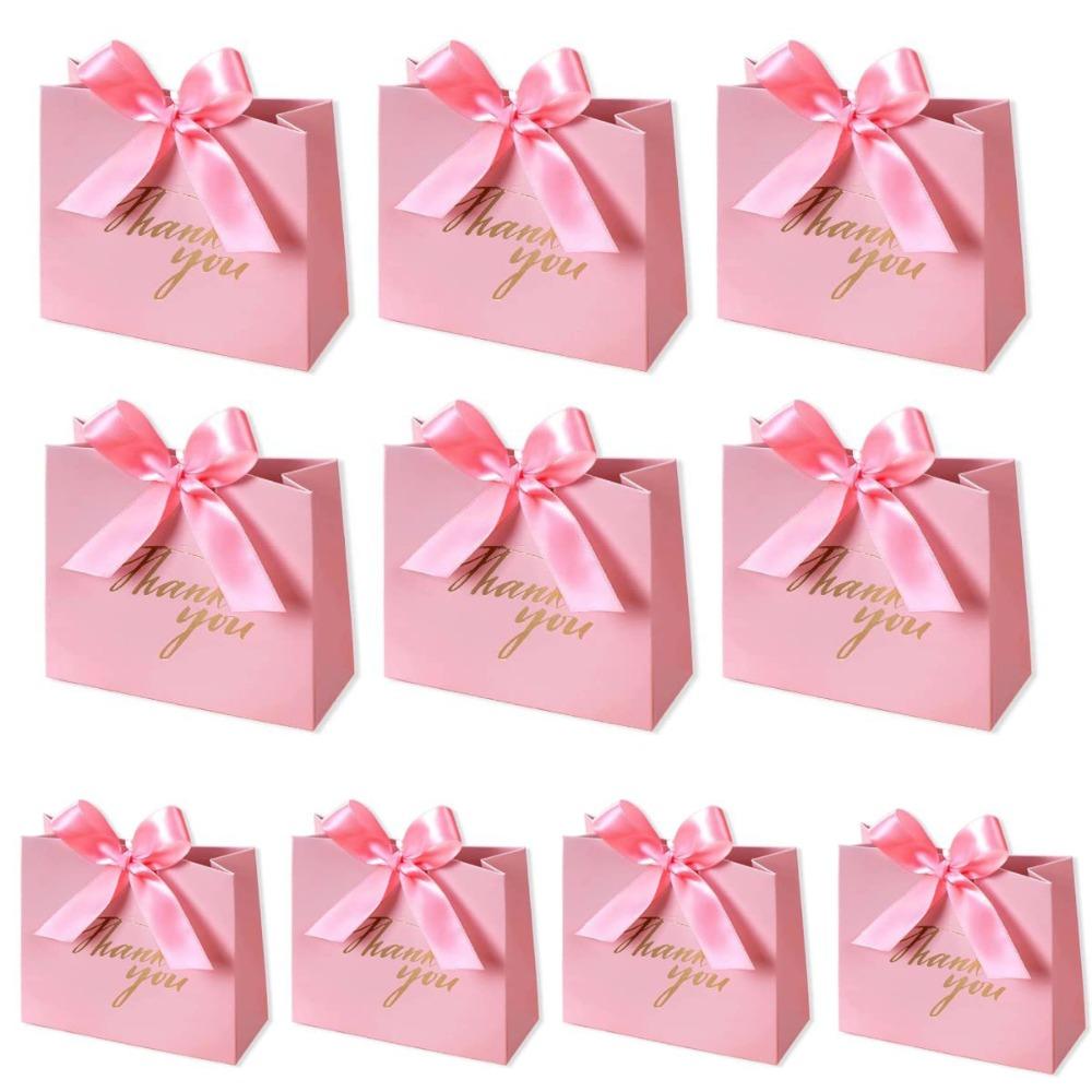 10 Pack Thank You Gift Bags Kraft Paper Material Candy Treat Boxes Mini Gift Bags Christmas Gift