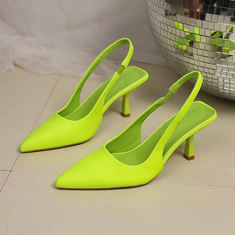Fashion Baotou Back Empty Sandals Women's New Pointed Toe Versatile Stiletto One-word Belt Temperament Non-slip High Heels