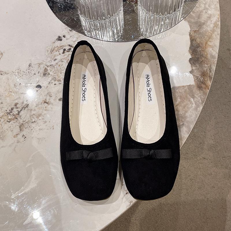 French Bow Round Head Ballet Shoes Girl 2025 Summer New Fairy Shoes Flat Gentle Evening Shoes Single Shoes