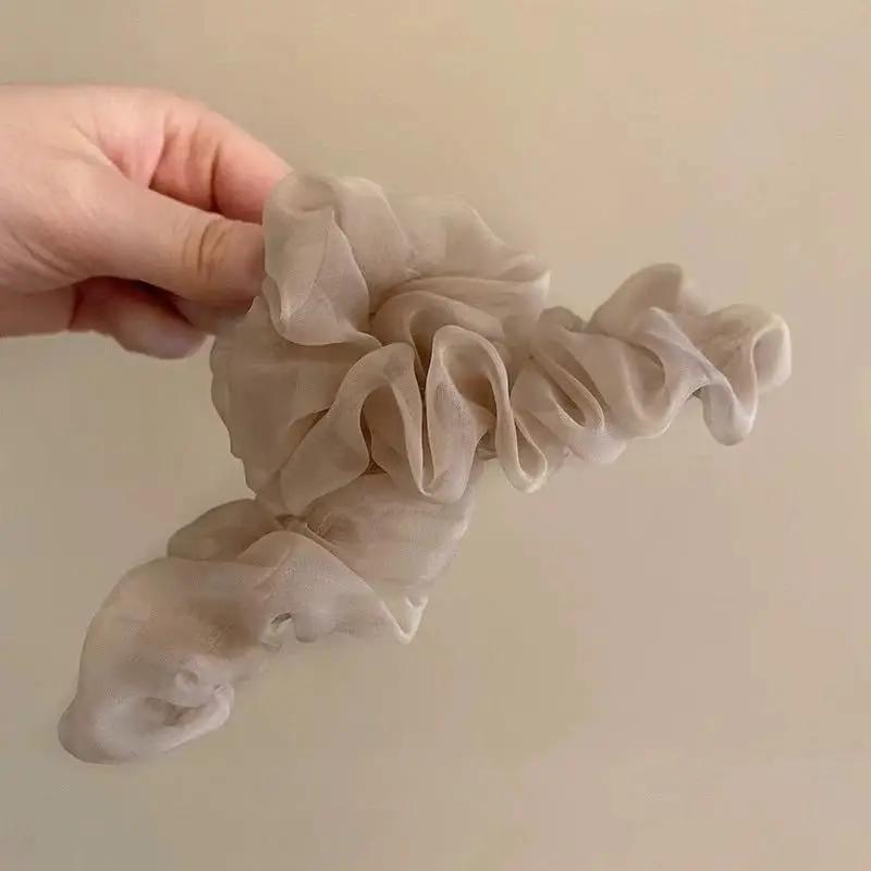 Solid Color Mesh Large Hair Clip for Woman Elegant Temperament Shark Clip Fashion Girl Hair Clamp Hair Accessories