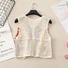 Button-up Sleeveless Jacket Colorful Floral Waistcoat Top 2026 Openwork Vest  Short Cardigan