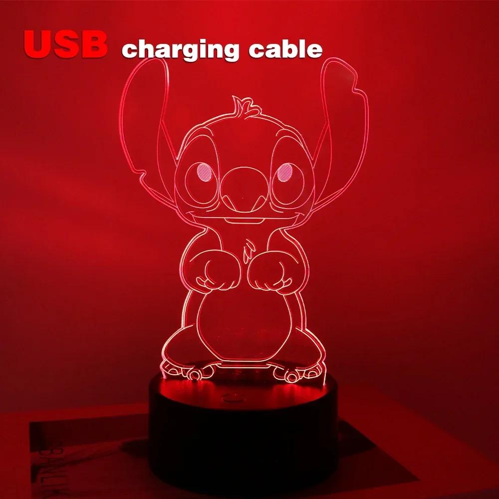 

Аниме Лампы Иллюзия Стич Светодиодный Ночник с Пультом Дистанционного Управления Умное Сенсорное Управление Лампа для Декора Комнаты Подарки на День Святого Валентина Рождество 7 Color&USB Plug