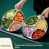 304 Stainless Steel Ginger Garlic Onion Prep Plate Multi Compartment Kitchen Cooking Ingredient Tray
