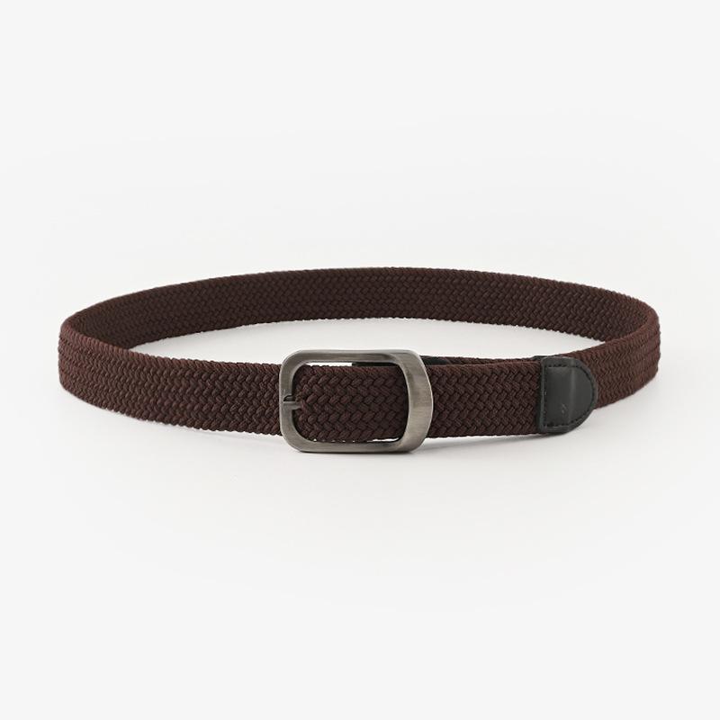 

Мужской и женский ремень с пряжкой пистолета, эластичный холщовый эластичный ремень для повседневных брюк, женский ремень Length 108 Width 3.3 темно-коричневого