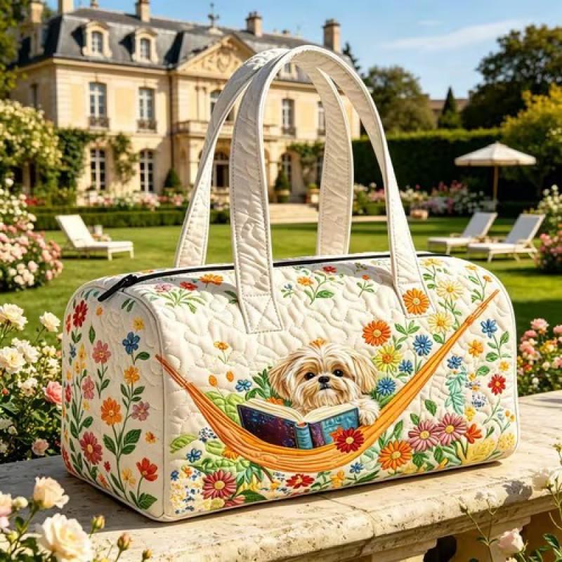 TEMU Quilted Travel Bag Fashion Print Womens Yoga Tote Gym