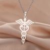 My Shape Caduceus Drop Earrings Medical Snake Scepter Wings Stainless Steel Pendents Necklace Nurse Doctor Medical Jewelry Gifts
