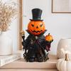 Halloween Resin Scary Pumpkin Lantern, Tabletop Art Decor, Handcrafted Horror Pumpkin Light, Holiday Ornament Gift