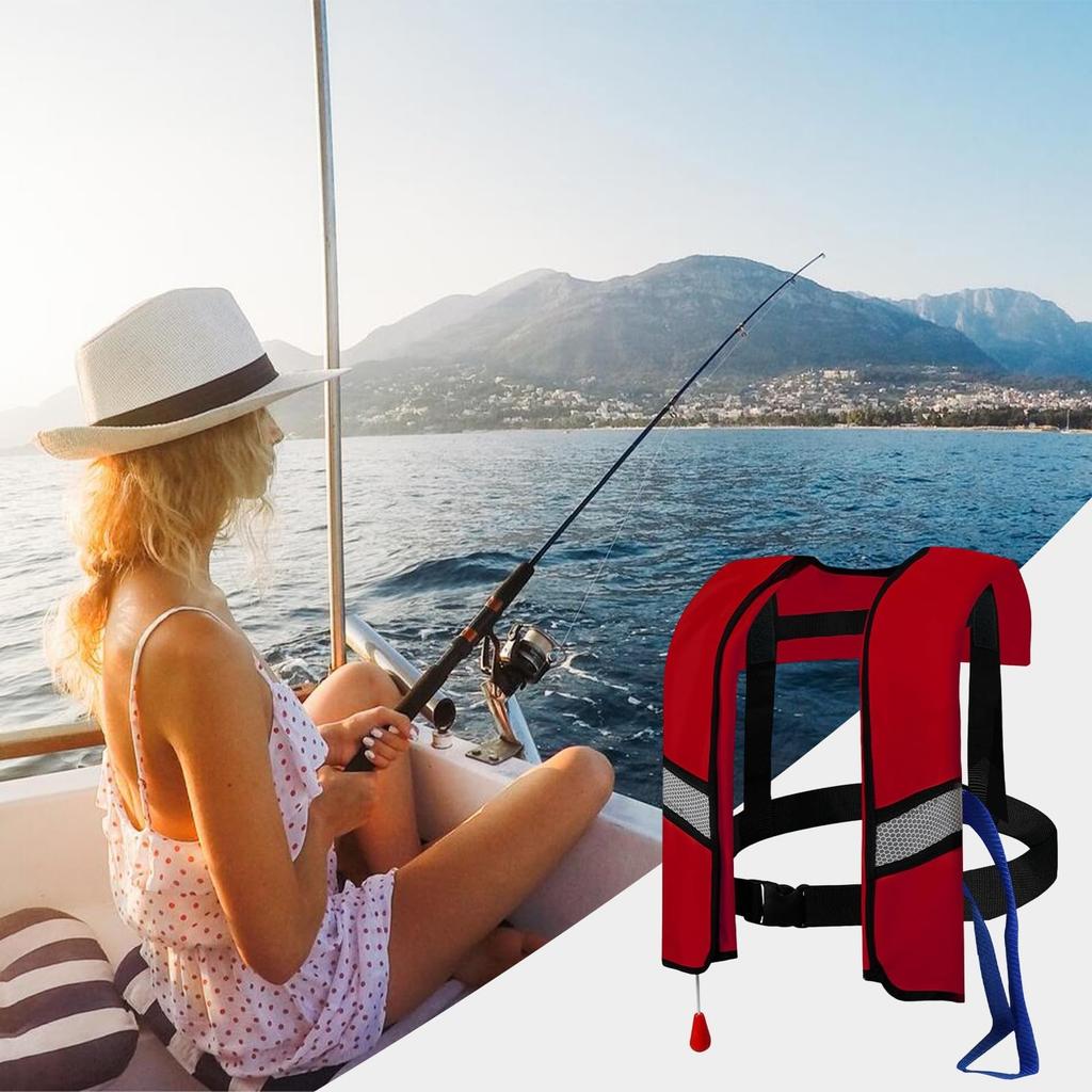 Auto Inflating Life Jacket With Reflective Strips Safety Whistle for Adult Water Sports Kayaking Fishing Boating Emergency Gear